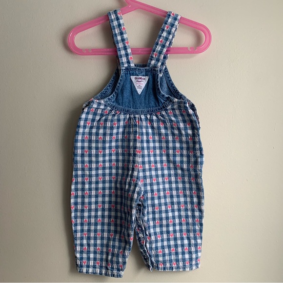 Vintage Oshkosh Overalls Heart Pattern Sz 12 Months Made in Canada - Picture 2 of 15